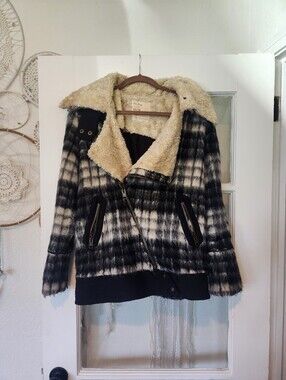 Free People 1970 Oversized Furry Moto Jacket
